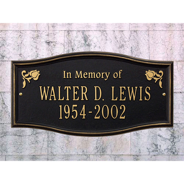Whitehall Products LLC - WH2208 - 17"W x 9 1/4"H Alexandria Two Line Wall Memorial Marker