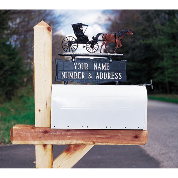 Whitehall Products LLC - WH7002 - 5 1/4"W x 14 1/2"H Two-sided Two Line Mailbox Sign w/ Mailbox Mount