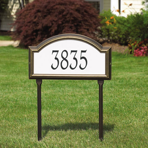 Whitehall Products LLC - WH5673 - 22 1/2"W x 12"H x 1 1/4"D Providence Arch Reflective Lawn Plaque One Line
