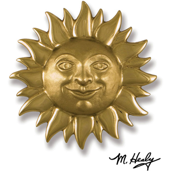 Michael Healy Designs - MH2011 - 6 1/2"W x 2"D x 6 1/2"H Michael Healy Sunface Door Knocker, Brass