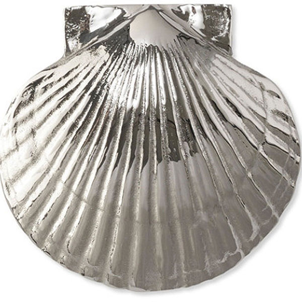 Michael Healy Designs - MH1073 - 6"W x 2"D x 6"H Michael Healy Scallop (Large) Door Knocker, Nickel Silver and Chrome