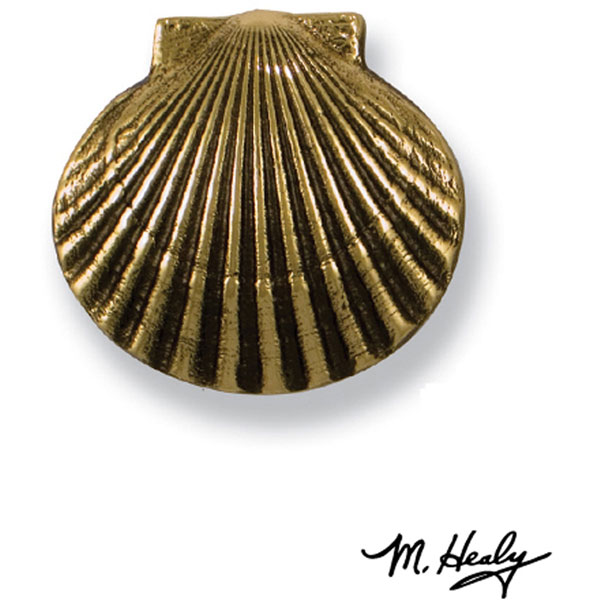 Michael Healy Designs - MHR06 - 3"W x 3"H Michael Healy Scallop Doorbell Ringer, Brass