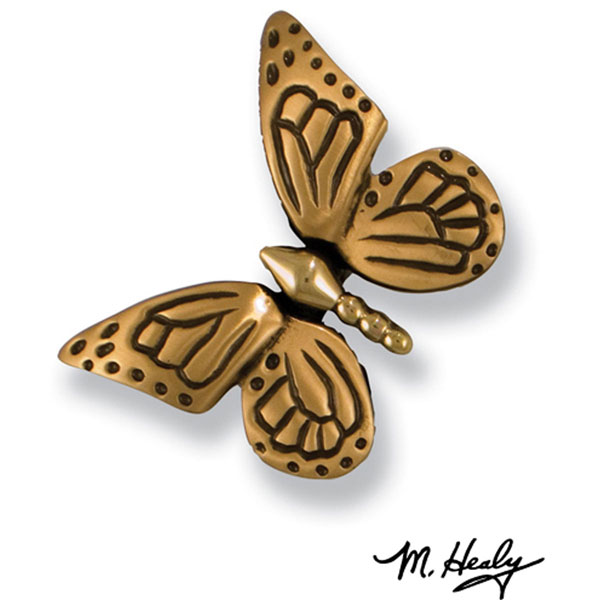 Michael Healy Designs - MHR17 - 3 3/4"W x 3 3/4"H Michael Healy Butterfly Doorbell Ringer, Brass and Bronze
