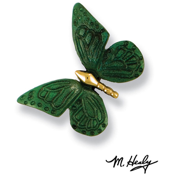 Michael Healy Designs - MHR18 - 3 3/4"W x 3 3/4"H Michael Healy Butterfly Doorbell Ringer, Brass
