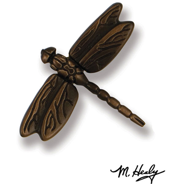 Michael Healy Designs - MHR50 - 3 1/4"W x 3 1/4"H Michael Healy Dragonfly Doorbell Ringer, Oiled Bronze