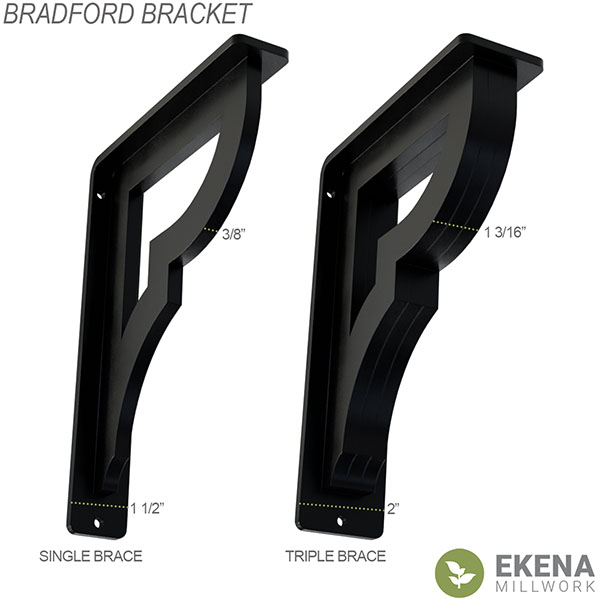 Ekena Millwork - BKTMBRWI - Bradford Wrought Iron Bracket