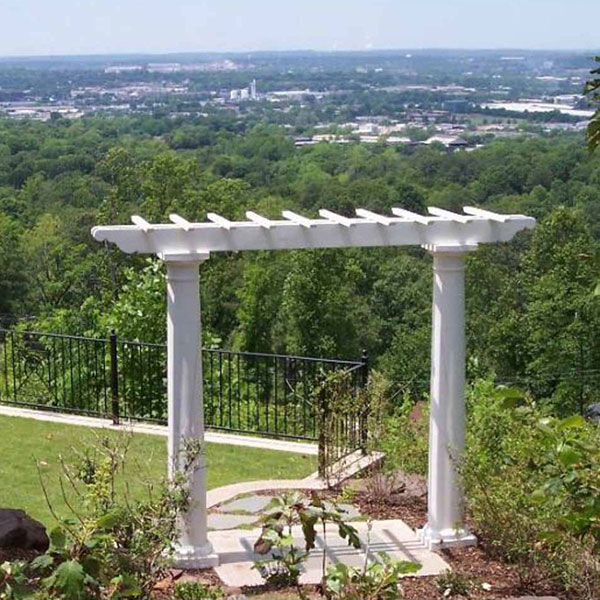 HB&G BUILDING PRODUCTS - HB910002 - 144"W x 36"D x 117 1/8"H Round Entry Arbor w/ Napa Rafter Tails and 8" x 8' Round Non-Tapered Columns, White