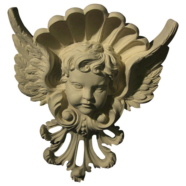 Pearlworks - FACE-116B - Approx. 8 1/4"W x 10"H x 2"D Cherub with wings