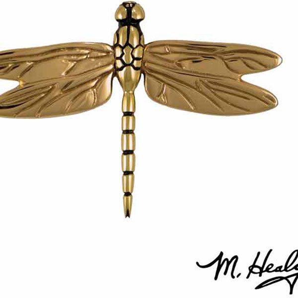 Michael Healy Designs - MHS21 - 6 1/4"W x 1"D x 4 1/2"H Michael Healy Dragonfly in Flight Door Knocker, Brass