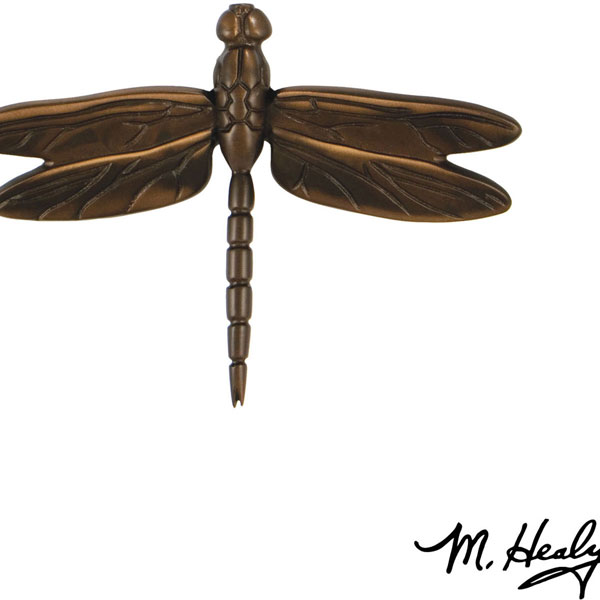 Michael Healy Designs - MHS23 - 6 1/4"W x 1"D x 4 1/2"H Michael Healy Dragonfly in Flight Door Knocker, Oiled Bronze