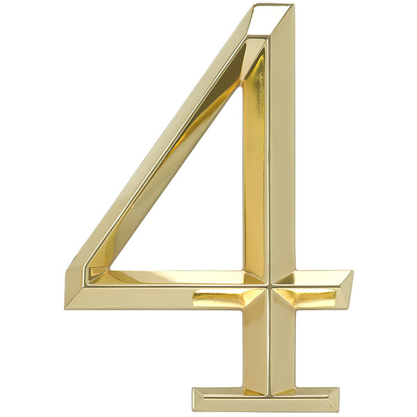 Whitehall Products LLC - WH11104 - 4"L x 1/2"W x 6"H Classic Number 4, Polished Brass