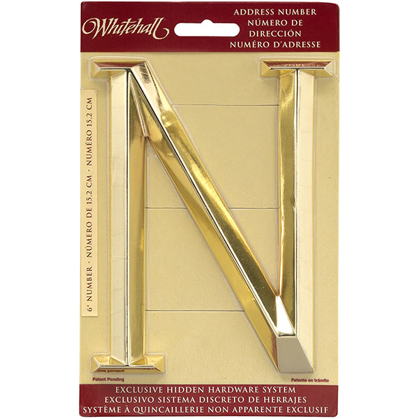 Whitehall Products LLC - WH11170 - 4"L x 1/2"W x 6"H Classic Letter N, Brass