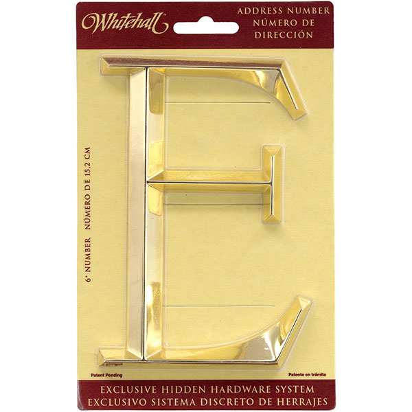 Whitehall Products LLC - WH11172 - 4"L x 1/2"W x 6"H Classic Letter E, Brass