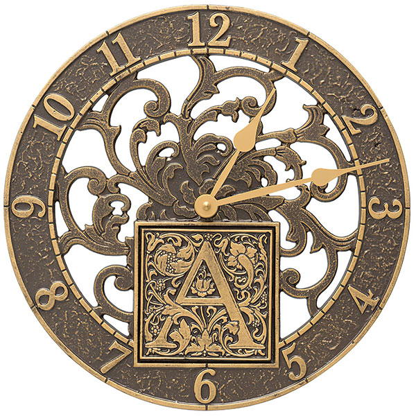 Whitehall Products LLC - WH-SMONOG-CLK - 12"L X 12"W X 1 1/4"H Silhouette Monogram Personalized Wall Clock
