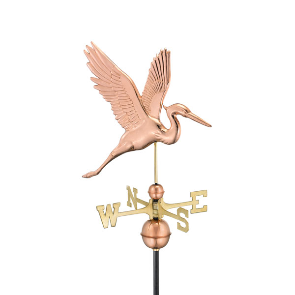 Good Directions - GD1971P - Graceful Blue Heron Weathervane - Pure Copper