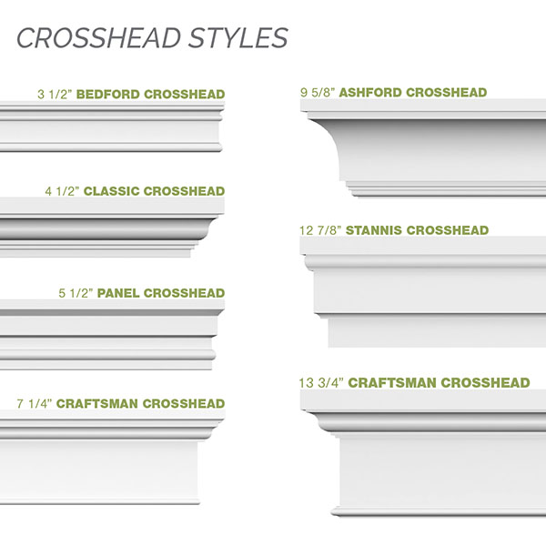 Ekena Millwork - CRH07XBTKF-DE - 7 1/4" Craftsman Crosshead with Bottom Trim w/Flat Keystone & Dentil Trim