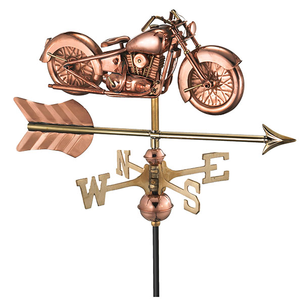 Good Directions - GD8846PA - 21"L x 11"W x 25"H Motorcycle w/ Arrow Garden Weathervane, Pure Copper
