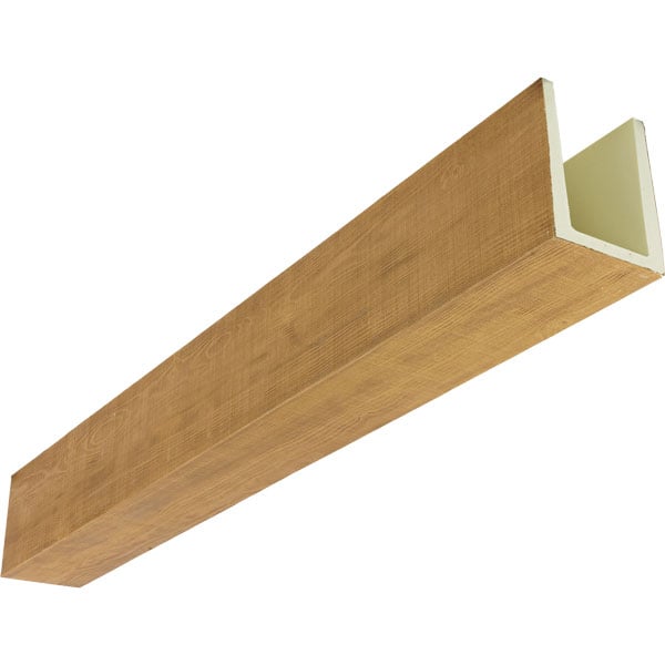 Heritage Timber Rustic Sawn Faux Wood Beam, 3-Sided (U-Beam), 3 1/2"W x 3 1/2"H x 72"L, Warm Caramel Finish
