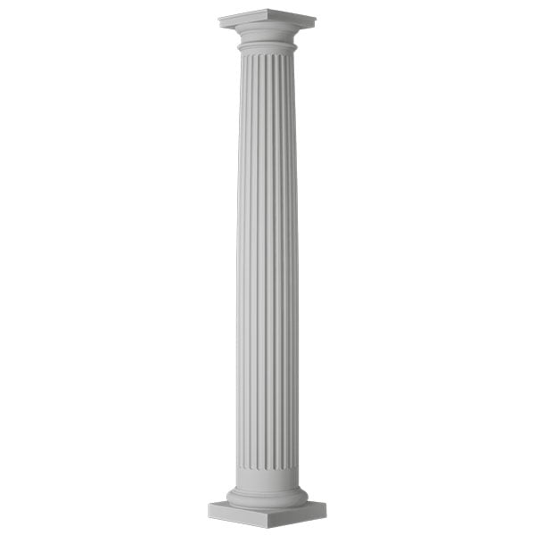 CW Ohio Inc. - Endura-Stone™ Fluted Column, Round Shaft (FRP) w/True Entasis Taper, Smooth Finish - Ready to be Painted